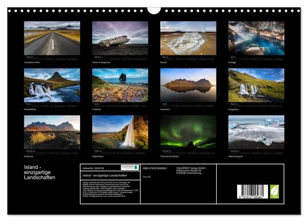 Produktbild: Island - einzigartige Landschaften (Wandkalender 2026 DIN A3 quer), CALVENDO Monatskalender