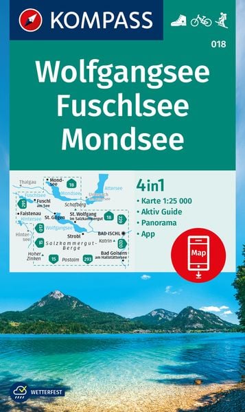 KOMPASS Wanderkarte 018 Wolfgangsee, Fuschlsee, Mondsee 1:25.000