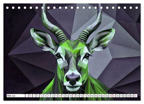 Produktbild: Low Poly Wildlife (Tischkalender 2026 DIN A5 quer), CALVENDO Monatskalender