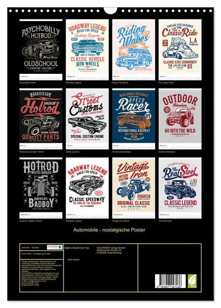 Produktbild: Automobile - nostalgische Poster (Wandkalender 2026 DIN A3 hoch), CALVENDO Monatskalender