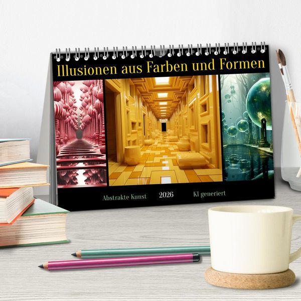 Produktbild: Illusionen aus Farben und Formen (Tischkalender 2026 DIN A5 quer), CALVENDO Monatskalender