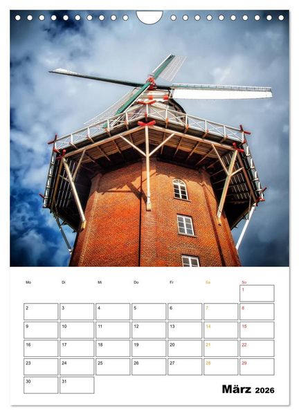 Produktbild: Historische Windm&uuml;hlen an der Friesischen M&uuml;hlenstra&szlig;e / CH-Version / Planer (Wandkalender 2026 DIN A4 hoch), CALVENDO Monatskalender