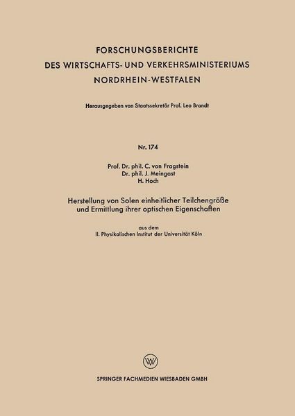 Produktbild: Herstellung von Solen einheitlicher Teilchengr&ouml;&szlig;e und Ermittlung ihrer optischen Eigenschaften