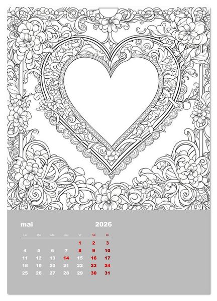 Produktbild: Coloriage (Calendrier mural 2026 DIN A4 horizontal), CALVENDO calendrier mensuel