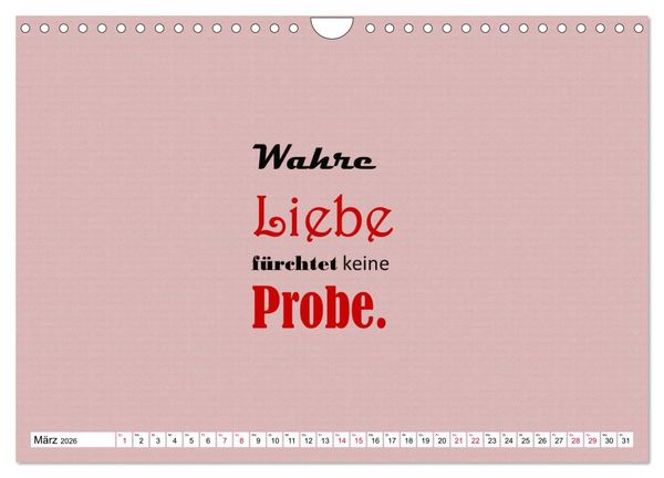 Produktbild: Zitate und Spr&uuml;che In Sachen LIEBE (Wandkalender 2026 DIN A4 quer), CALVENDO Monatskalender