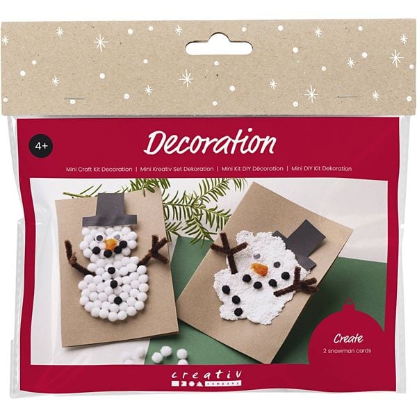 Produktbild: Creativ Company Mini Kreativ Set Dekoration, Weihnachtskarten mit Schneemann, Schwarz, Braun, Mittelorange, Wei&szlig;