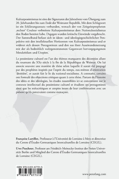 Produktbild: Kulturpessimismus / Le pessimisme culturel