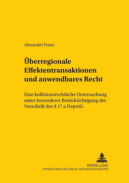 Produktbild: &Uuml;berregionale Effektentransaktionen und anwendbares Recht