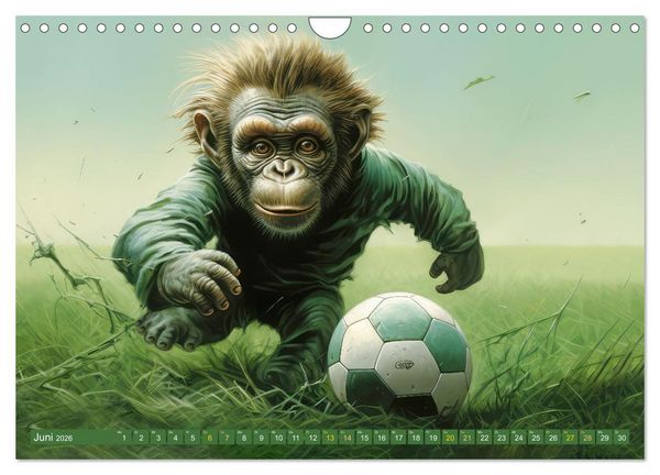 Produktbild: Fu&szlig;ballfieber bei den Babyaffen (Wandkalender 2026 DIN A4 quer), CALVENDO Monatskalender