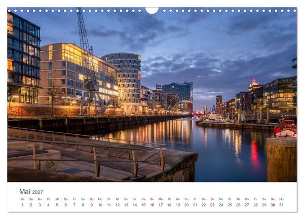 Produktbild: Hamburgs Hafenlichter (Wandkalender 2027 DIN A3 quer), CALVENDO Monatskalender