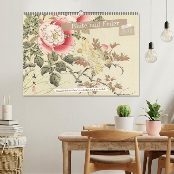 Produktbild: Bl&uuml;te und Feder (Wandkalender 2026 DIN A2 quer), CALVENDO Monatskalender
