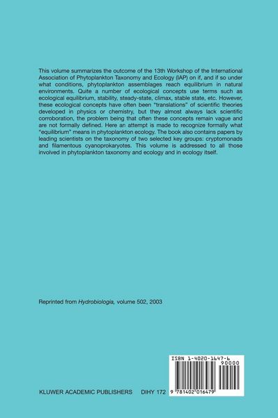 Produktbild: Phytoplankton and Equilibrium Concept: The Ecology of Steady-State Assemblages