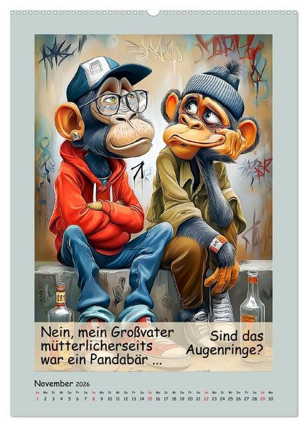 Produktbild: Affengeil. Humor aus dem Gro&szlig;stadtdschungel (hochwertiger Premium Wandkalender 2026 DIN A2 hoch), Kunstdruck in Hochglanz