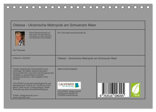 Produktbild: Odessa - Ukrainische Metropole am Schwarzen Meer (Tischkalender 2026 DIN A5 quer), CALVENDO Monatskalender
