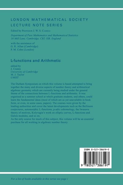 Produktbild: L-Functions and Arithmetic