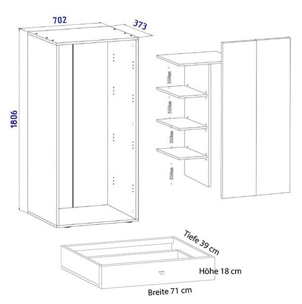 Produktbild: Kleiderschrank Jugendschrank Vandol Dreht&uuml;ren S