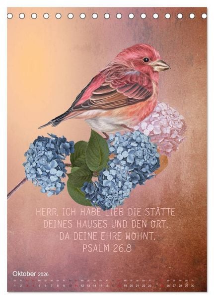 Produktbild: Bibelworte f&uuml;r Vogelfreunde (Tischkalender 2026 DIN A5 hoch), CALVENDO Monatskalender