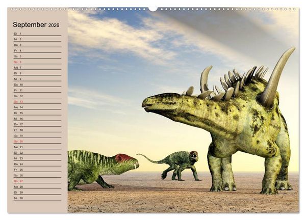 Produktbild: Dinosaurier. Urzeitliche Giganten (Wandkalender 2026 DIN A2 quer), CALVENDO Monatskalender