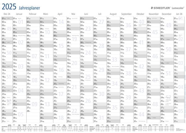 STAEDTLER Kalender Lumocolor Jahresplaner 2025, DIN A1