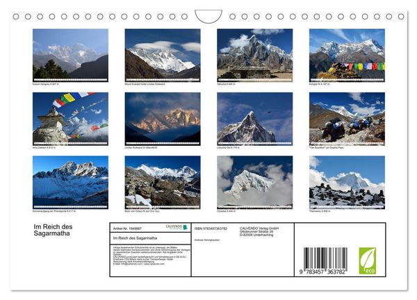 Produktbild: Im Reich des Sagarmatha (Wandkalender 2026 DIN A4 quer), CALVENDO Monatskalender
