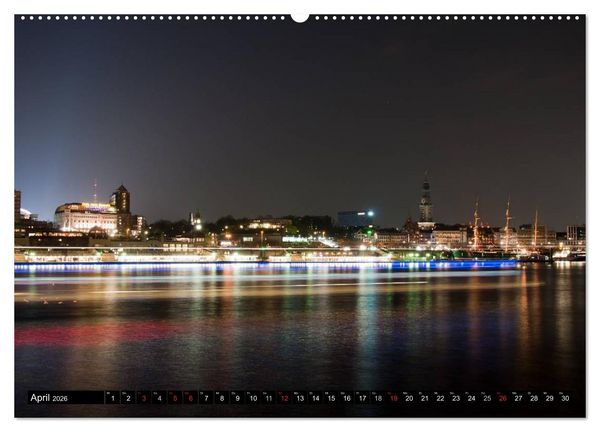 Produktbild: Mein Hamburg - Am sch&ouml;nsten bei Nacht (hochwertiger Premium Wandkalender 2026 DIN A2 quer), Kunstdruck in Hochglanz
