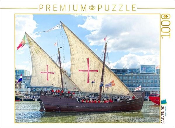Produktbild: CALVENDO Puzzle Schnell und wendig: Die portugiesische Karavelle "Vera Cruz" | 1000 Teile Lege-Gr&ouml;&szlig;e 64x48cm Foto-Puzzle f&uuml;r gl&uuml;ckliche Stunden