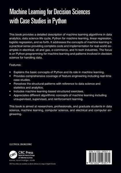 Produktbild: Machine Learning for Decision Sciences with Case Studies in Python