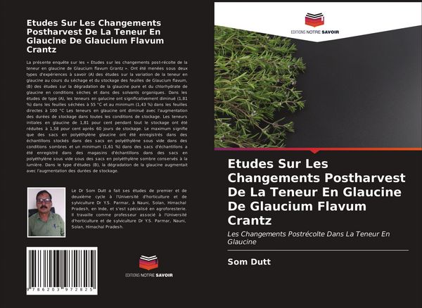 Produktbild: Etudes Sur Les Changements Postharvest De La Teneur En Glaucine De Glaucium Flavum Crantz
