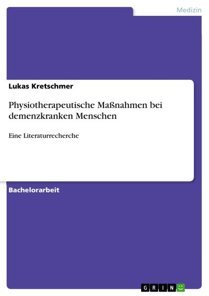 Produktbild: Physiotherapeutische Ma&szlig;nahmen bei demenzkranken Menschen