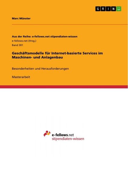 Produktbild: Gesch&auml;ftsmodelle f&uuml;r Internet-basierte Services im Maschinen- und Anlagenbau
