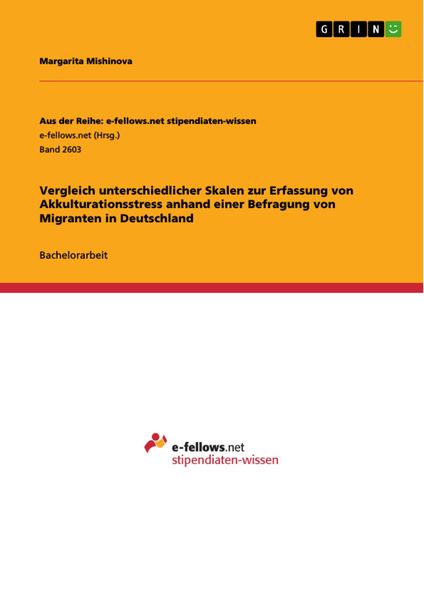 Produktbild: Vergleich unterschiedlicher Skalen zur Erfassung von Akkulturationsstress anhand einer Befragung von Migranten in Deutschland