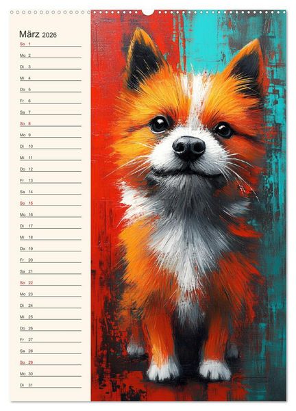 Produktbild: Hundegesichter. Kunstvolle Hundeportraits im modernen Painting-Stil (hochwertiger Premium Wandkalender 2026 DIN A2 hoch), Kunstdruck in Hochglanz