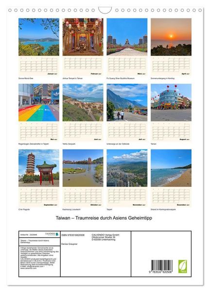 Produktbild: Taiwan &ndash; Traumreise durch Asiens Geheimtipp (Wandkalender 2027 DIN A3 hoch), CALVENDO Monatskalender