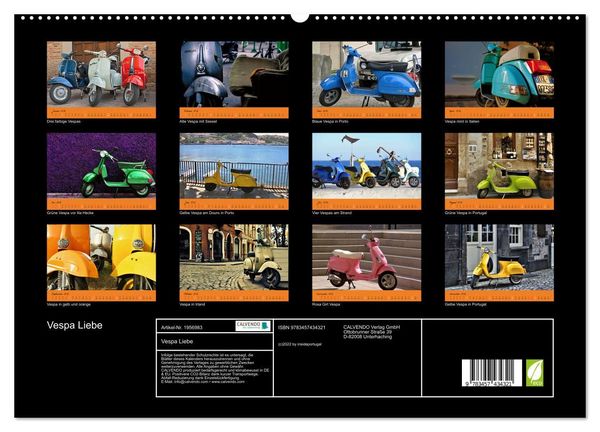 Produktbild: Vespa Liebe (hochwertiger Premium Wandkalender 2026 DIN A2 quer), Kunstdruck in Hochglanz