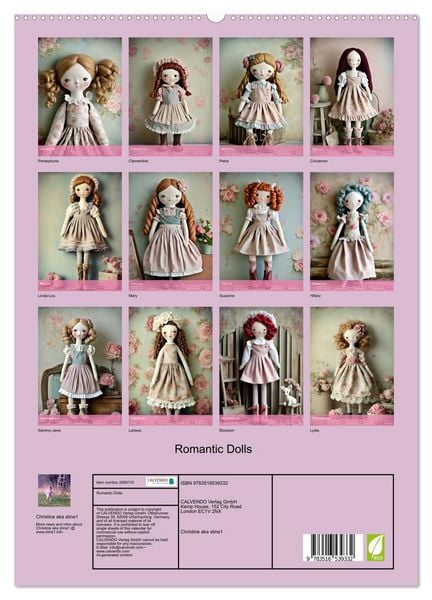 Produktbild: Romantic Dolls (High Quality Premium Wall Calendar 2026 DIN A2 portrait),CALVENDO 12 Month Wall Calendar