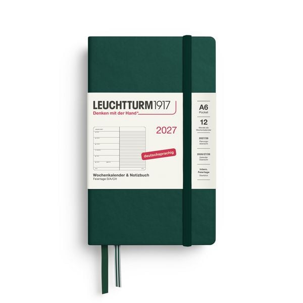 Produktbild: Wochenkalender & Notizbuch Pocket (A6) 2027, Forest Green, Deutsch