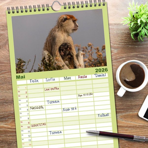 Produktbild: Familienplaner 2026 - Uganda - ein Land der Vielfalt mit 5 Spalten (Wandkalender, 21 x 45 cm) CALVENDO