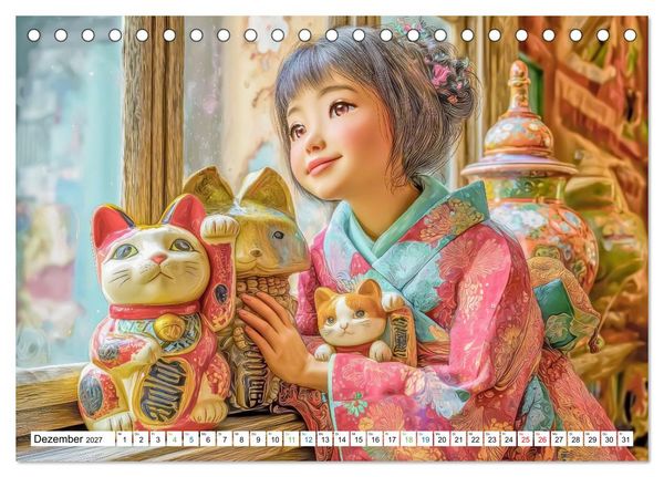 Produktbild: Japanisch inspirierte Werke - Mit Japans traditionellen Tieren (Tischkalender 2027 DIN A5 quer), CALVENDO Monatskalender