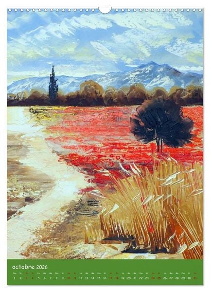 Produktbild: Coquelicots en peinture (Calendrier mural 2026 DIN A3 horizontal), CALVENDO calendrier mensuel