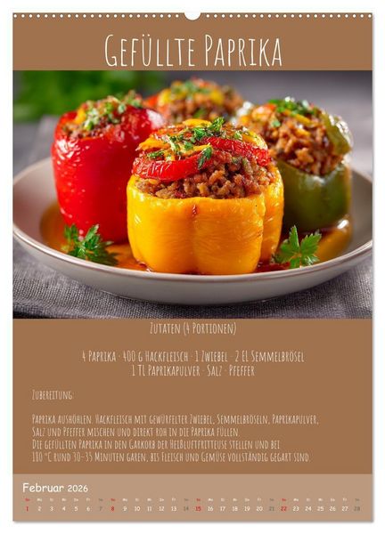 Produktbild: REZEPTE - Kochen in der Hei&szlig;luftfritteuse (Wandkalender 2026 DIN A2 hoch), CALVENDO Monatskalender