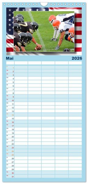Produktbild: Familienplaner 2026 - American Football - Kickoff mit 5 Spalten (Wandkalender, 21 x 45 cm) CALVENDO