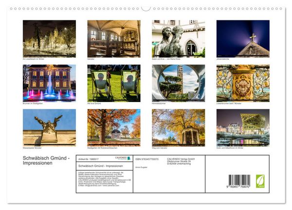 Produktbild: Schw&auml;bisch Gm&uuml;nd - Impressionen (hochwertiger Premium Wandkalender 2026 DIN A2 quer), Kunstdruck in Hochglanz