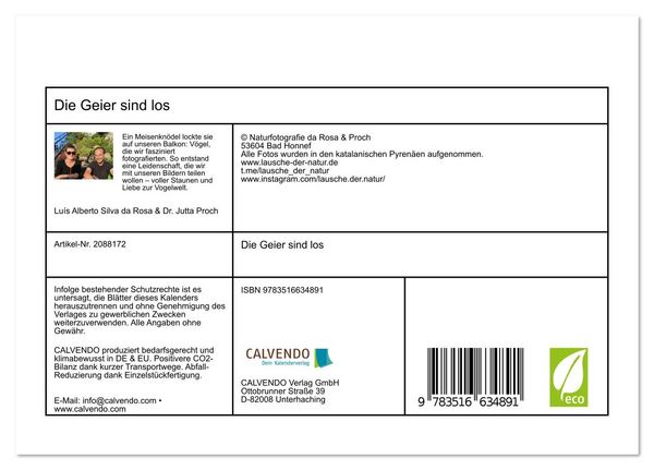Produktbild: Die Geier sind los (Tischkalender 2026 DIN A5 quer), CALVENDO Monatskalender