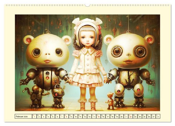 Produktbild: Fabelhafte Maschinen. Pop-Surrealistische Roboter-Tiere (hochwertiger Premium Wandkalender 2026 DIN A2 quer), Kunstdruck in Hochglanz