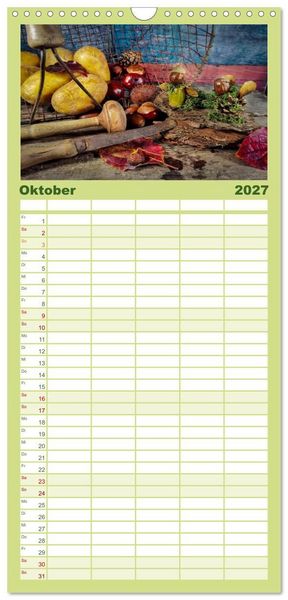 Produktbild: Familienplaner 2027 - Zeitreise auf dem K&uuml;chentisch mit 5 Spalten (Wandkalender, 21 x 45 cm) CALVENDO