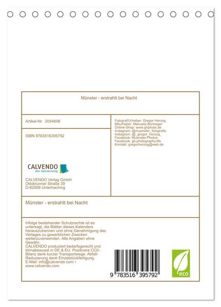 Produktbild: M&uuml;nster - erstrahlt bei Nacht (Tischkalender 2026 DIN A5 hoch), CALVENDO Monatskalender