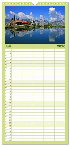 Produktbild: Familienplaner 2026 - Zauber der Berge. Die Schweizer Alpen mit 5 Spalten (Wandkalender, 21 x 45 cm) CALVENDO
