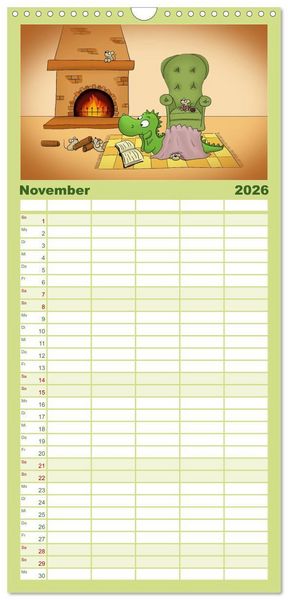 Produktbild: Familienplaner 2026 - Der kleine Drache mit 5 Spalten (Wandkalender, 21 x 45 cm) CALVENDO