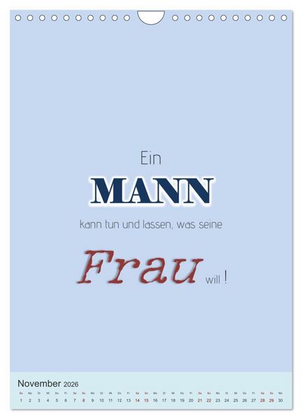 Produktbild: Was Mann &uuml;ber Frau wissen sollte und umgekehrt ... (Wandkalender 2026 DIN A4 hoch), CALVENDO Monatskalender