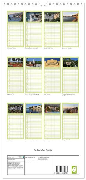 Produktbild: Familienplaner 2027 - Zauberhaftes Opatija mit 5 Spalten (Wandkalender, 21 x 45 cm) CALVENDO